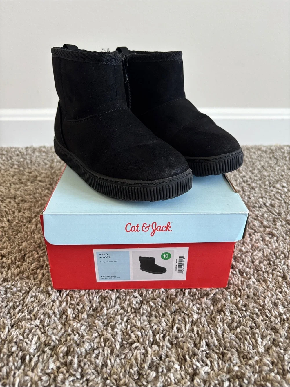 Cat & Jack Black Kids Zip Ankle Boots